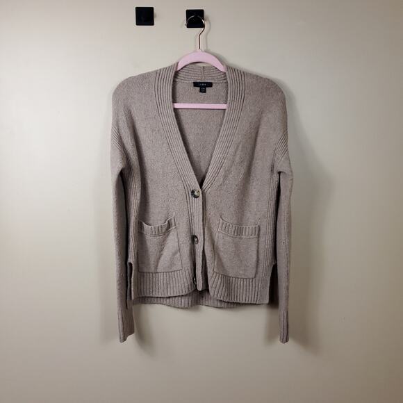 J. Crew Tan Button Front Pocket Cardigan Size XXS - Picture 1 of 8